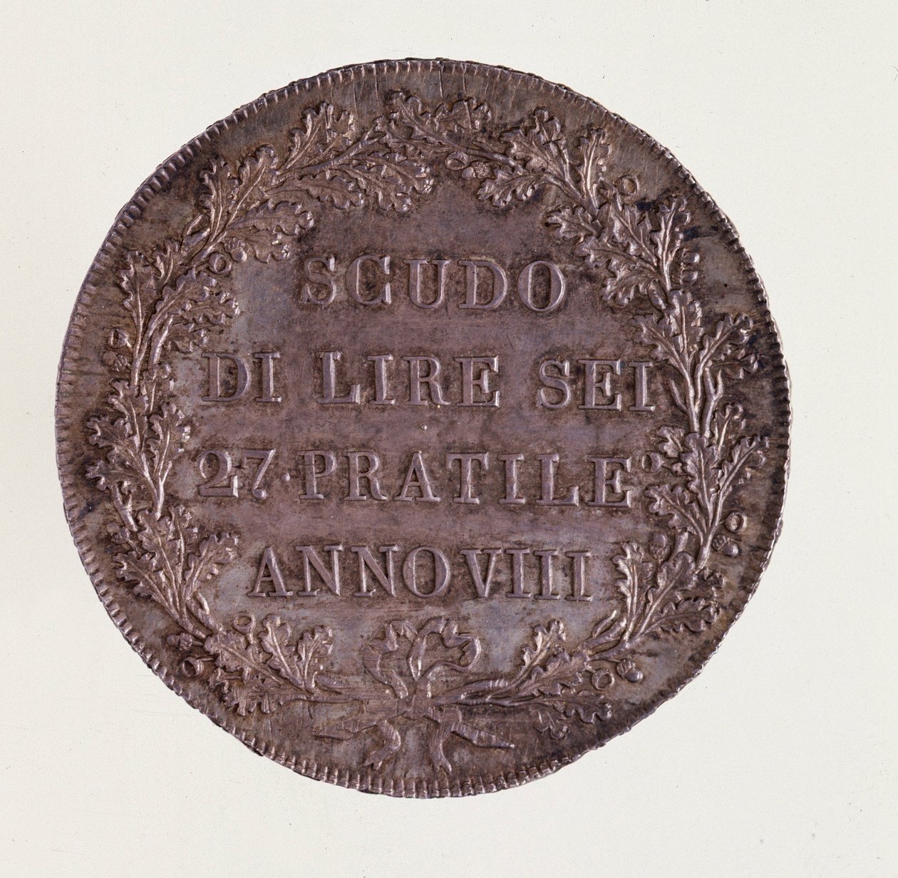 Sølv ecu fra Milano. 16.06.1800. Diam 3,9 cm Napoli, arkeologisk museum av Italian School