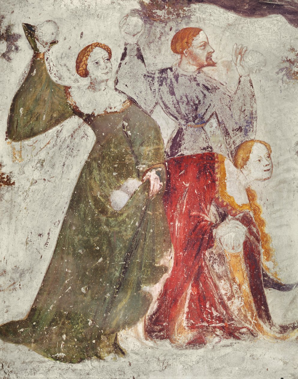 Snøballkamp utenfor et slott, ca. 1400 (detalj av 75562) av Italian School