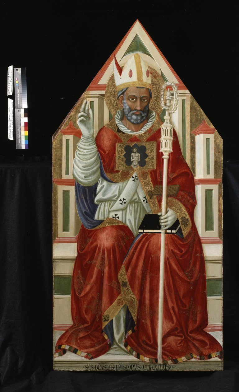 St. Blaise (tempera og gull på tre) av Italian School