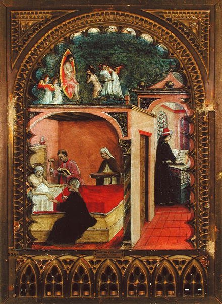 St. Hieronymus i sin celle og drømmen om St. Hieronymus, ca. 1450 (olje på panel) av Italian School