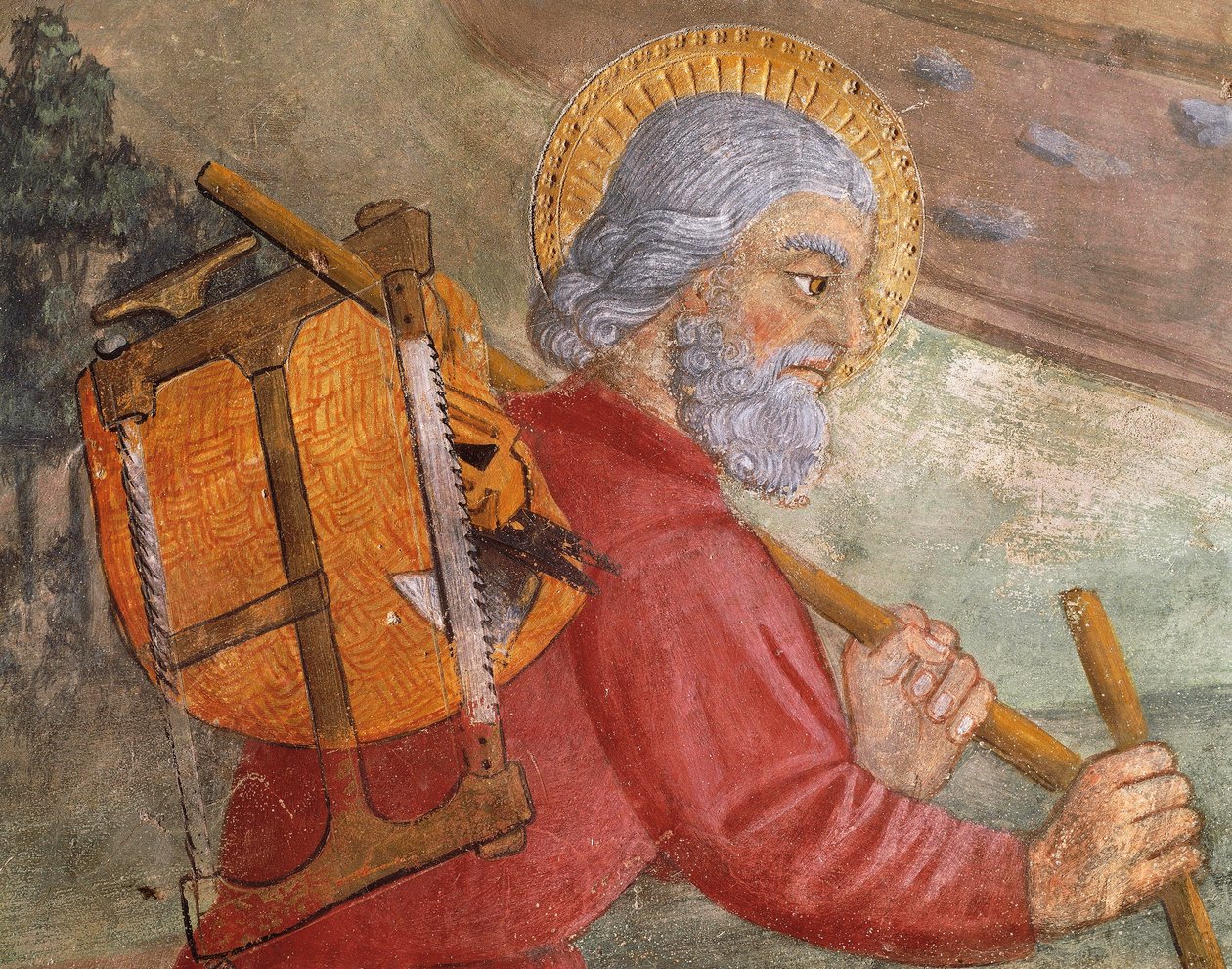 St Joseph, detalj fra Flight into Egypt av Italian School