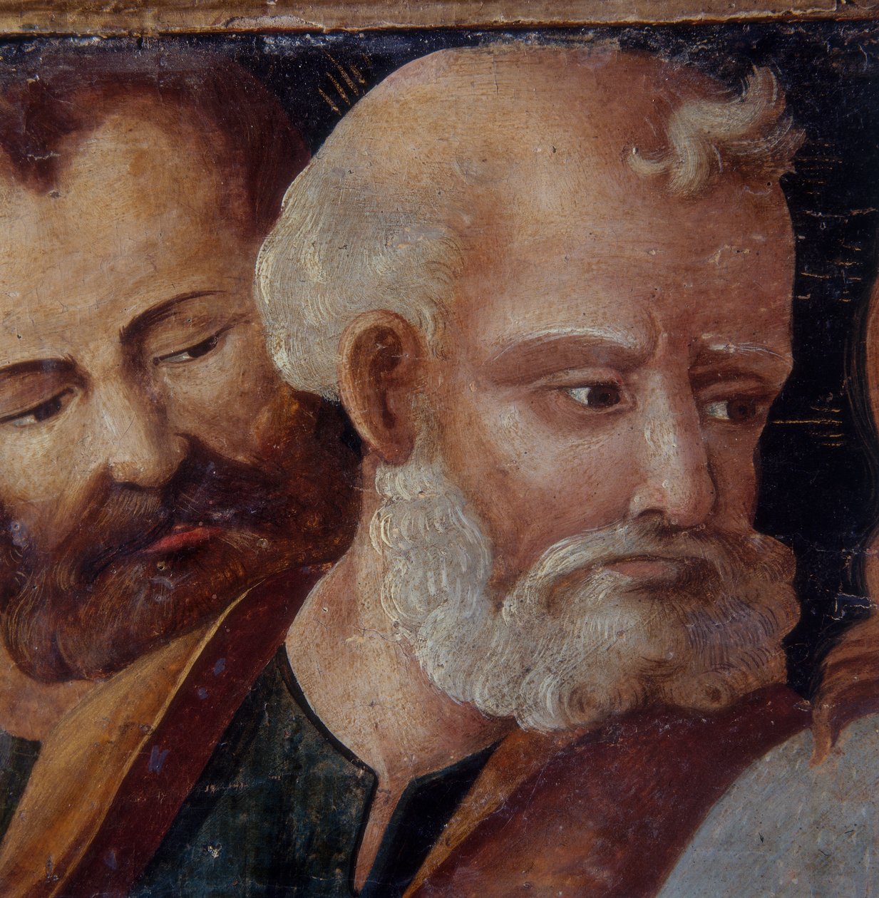 St. Peter, detalj av altertavlen som viser Madonna og barnet med de hellige Peter og Paul, 1540 (tempera på panel) av Italian School