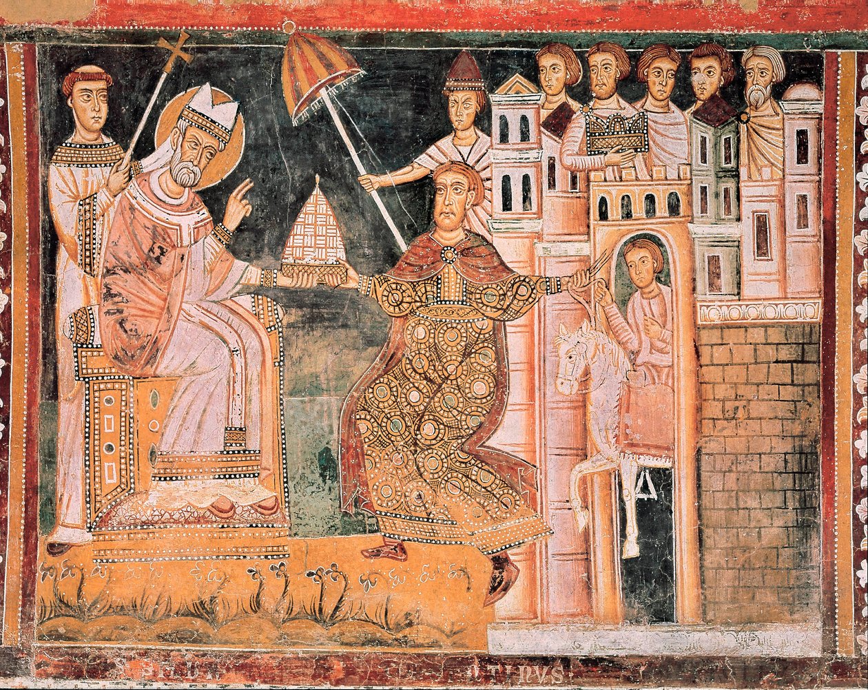 St Sylvester mottar tiara, detalj av Italian School