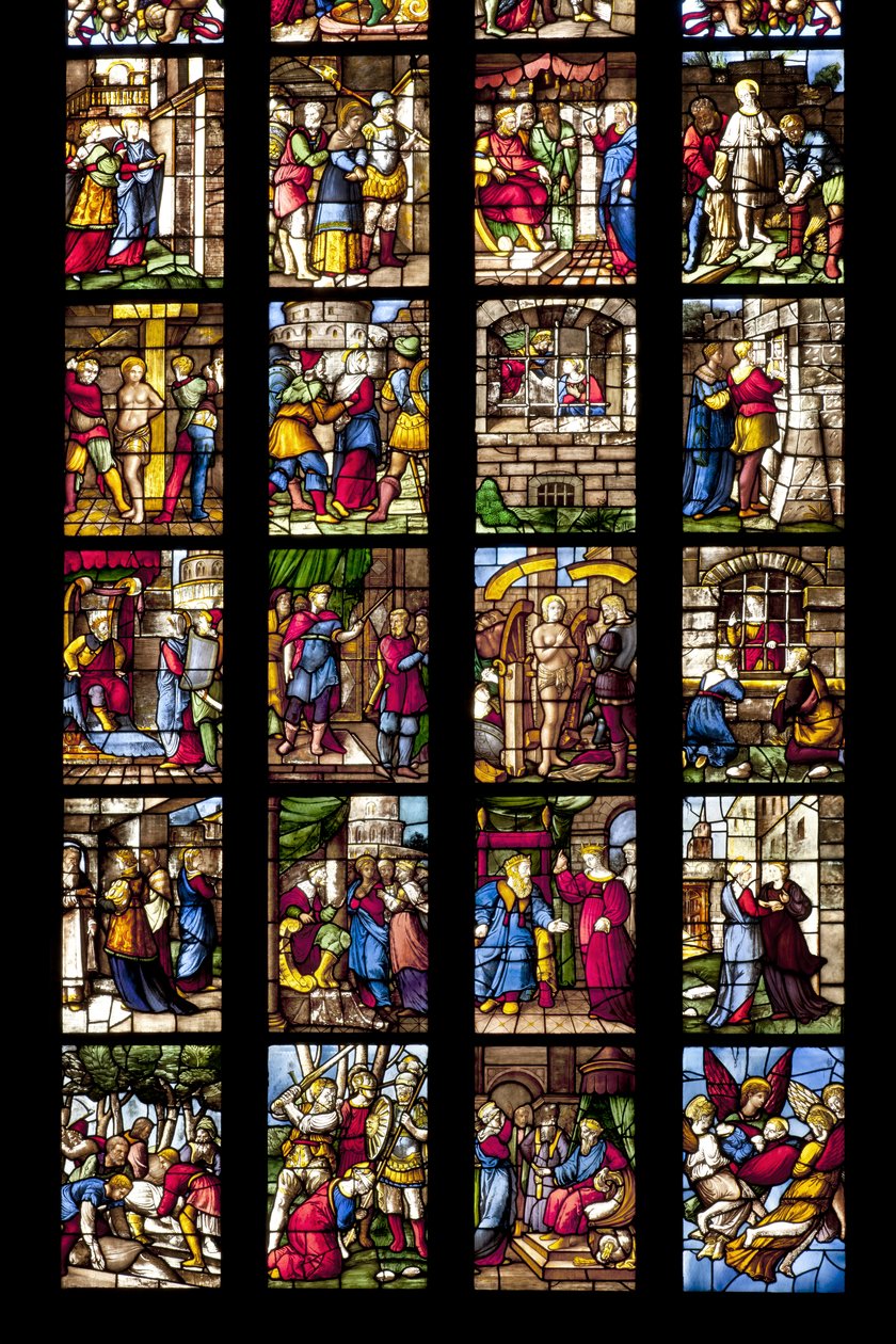 Historier om Saint Catherine of Alexandria (farget glass) (detalj av 3619177) av Italian School