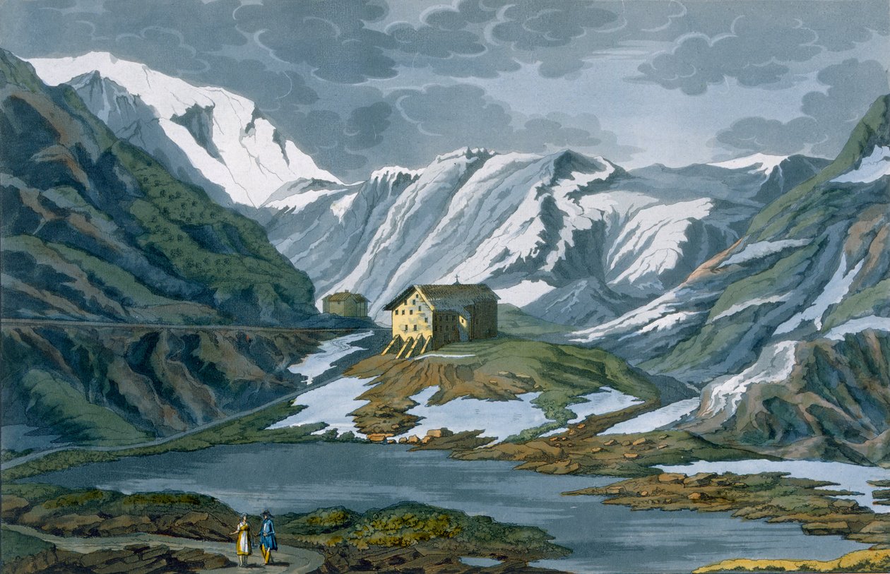 Sveits: Hospice of St. Bernard i Alpene, fra Costume dei Romani, Svizzeri.. av Italian School