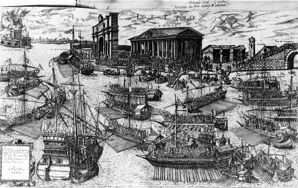 Henri III av Frankrikes ankomst til Lido i Venezia 8. juli 1574, 1591 (radering) av Italian School