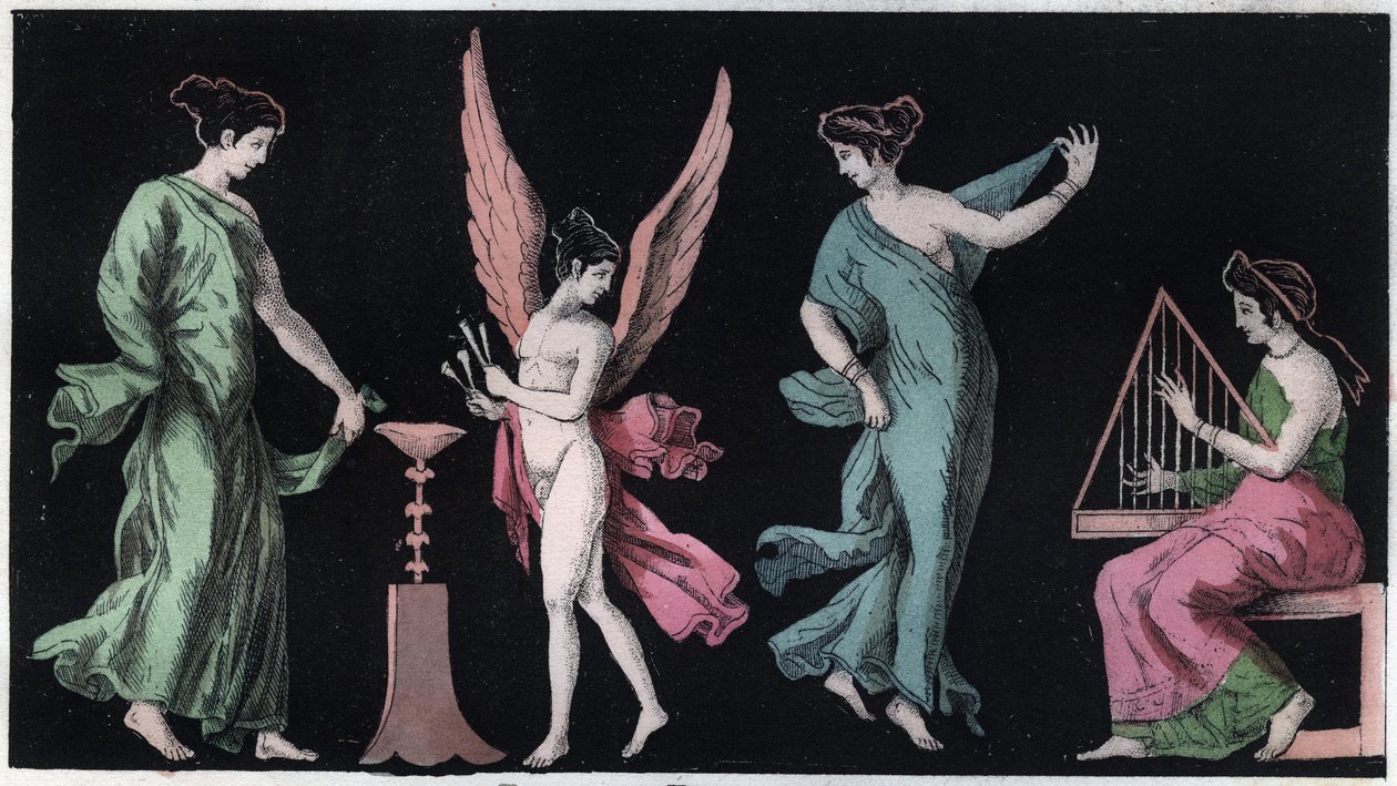Bacchae - Bacchantene - gravering fra "" skikker og tradisjoner til alle folkeslag i universet. Det vil si historien om regjeringen, lovene, militsen, om religionen til alle nasjoner fra de fjerneste tider til i dag "1856 av Italian School