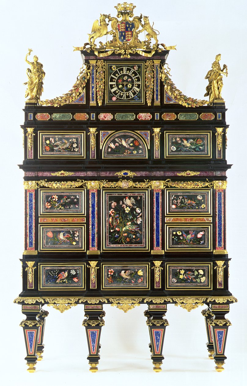 Badmintonskapet, ca. 1720-32 (pietra dura, ibenholt og ormolu) av Italian School