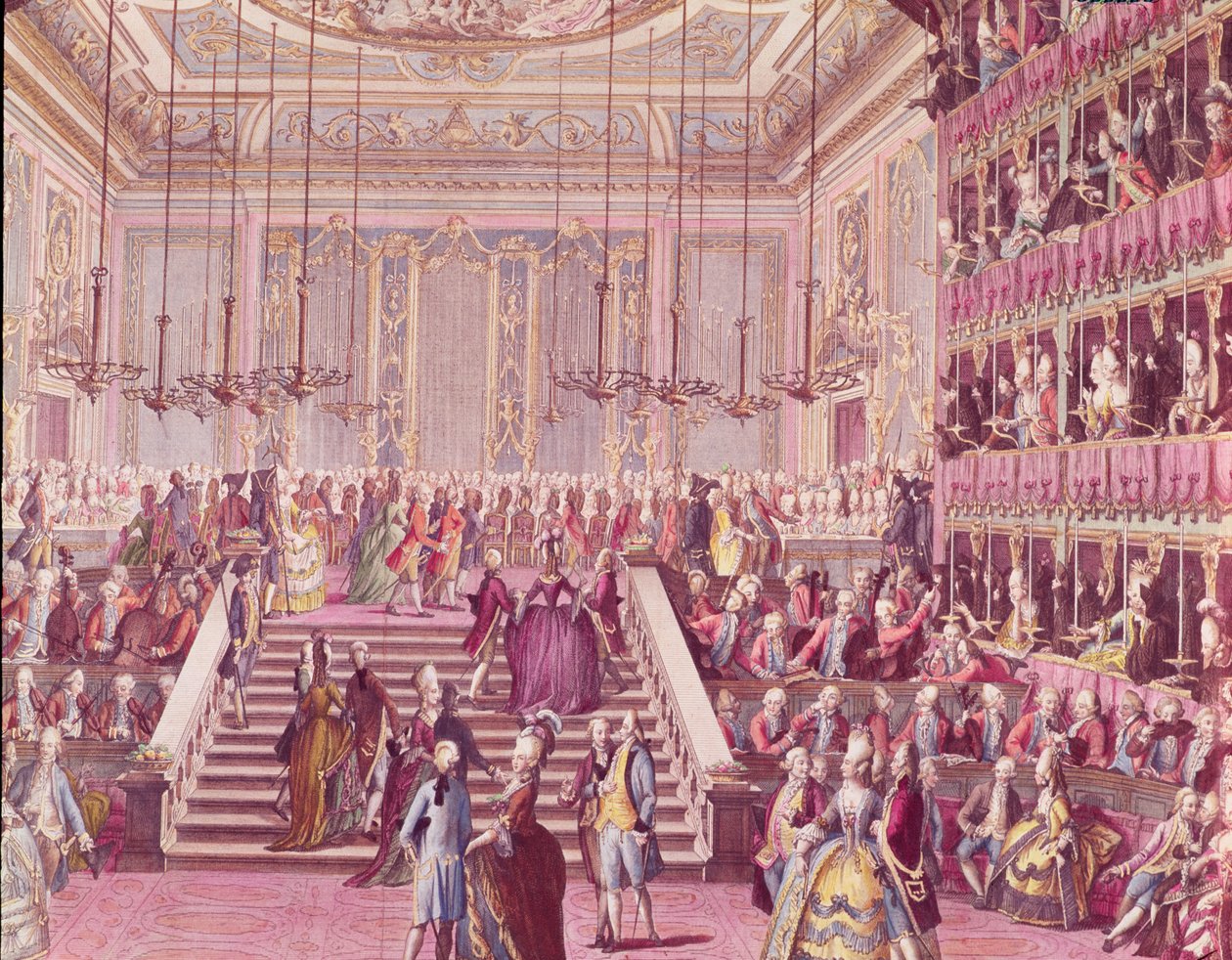 Ballen på Teatro San Benoit i Venezia den 22. januar 1782, sent på 1700-tallet av Italian School