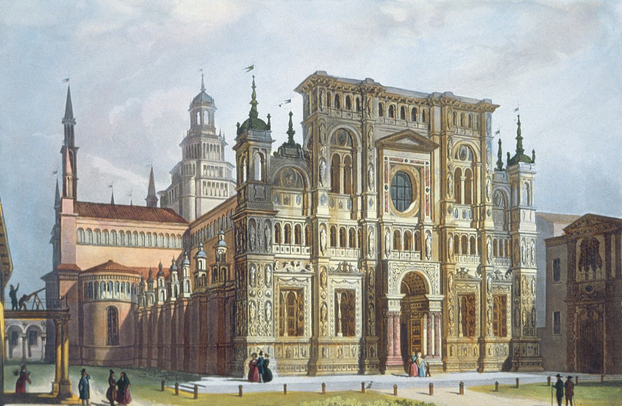 Charterhouse nær Pavia fra utsikt over Milano og omegn av Italian School