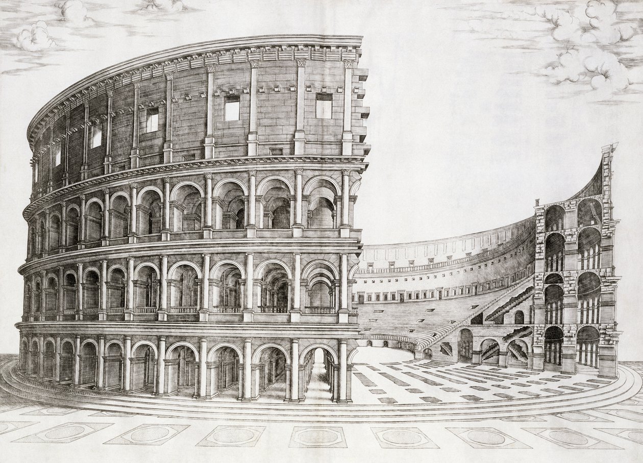 Colosseum, bygget i 80 e.Kr av Italian School