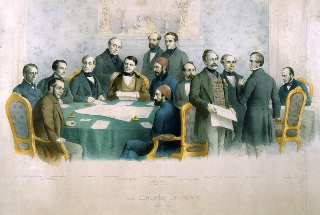 Kongressen i Paris, mars 1856, illustrasjon fra Italias historie av Italian School