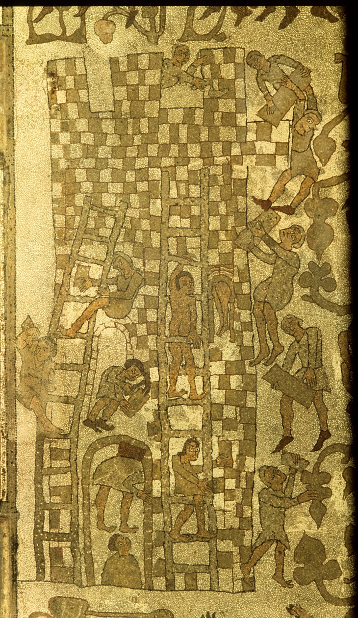 Byggingen av Babelstårnet, 1166 (mosaikk) av Italian School