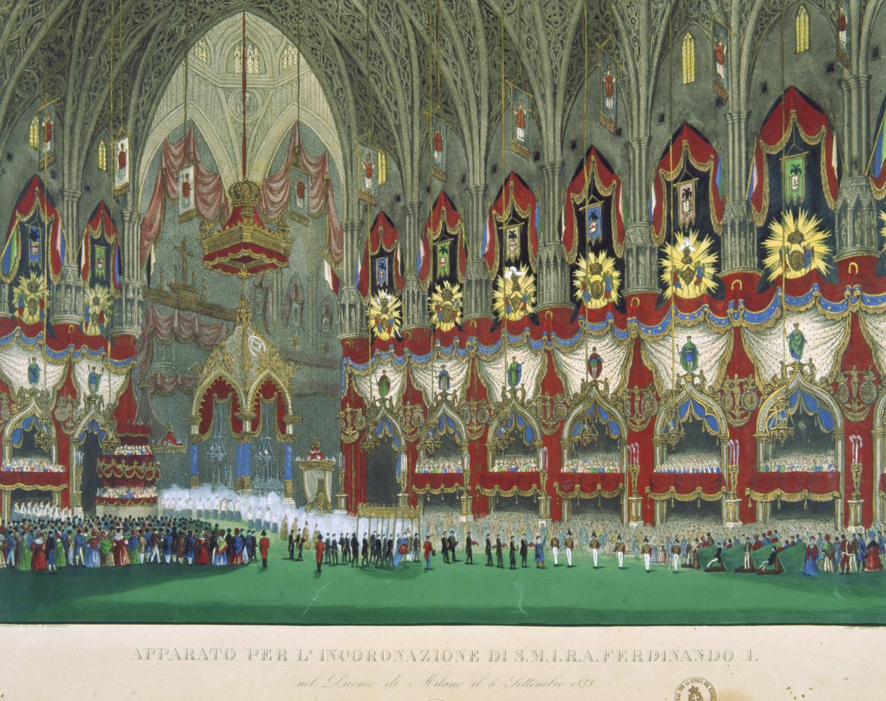 Kroningen av Ferdinand I i katedralen i Milano, 6. september 1838 av Italian School