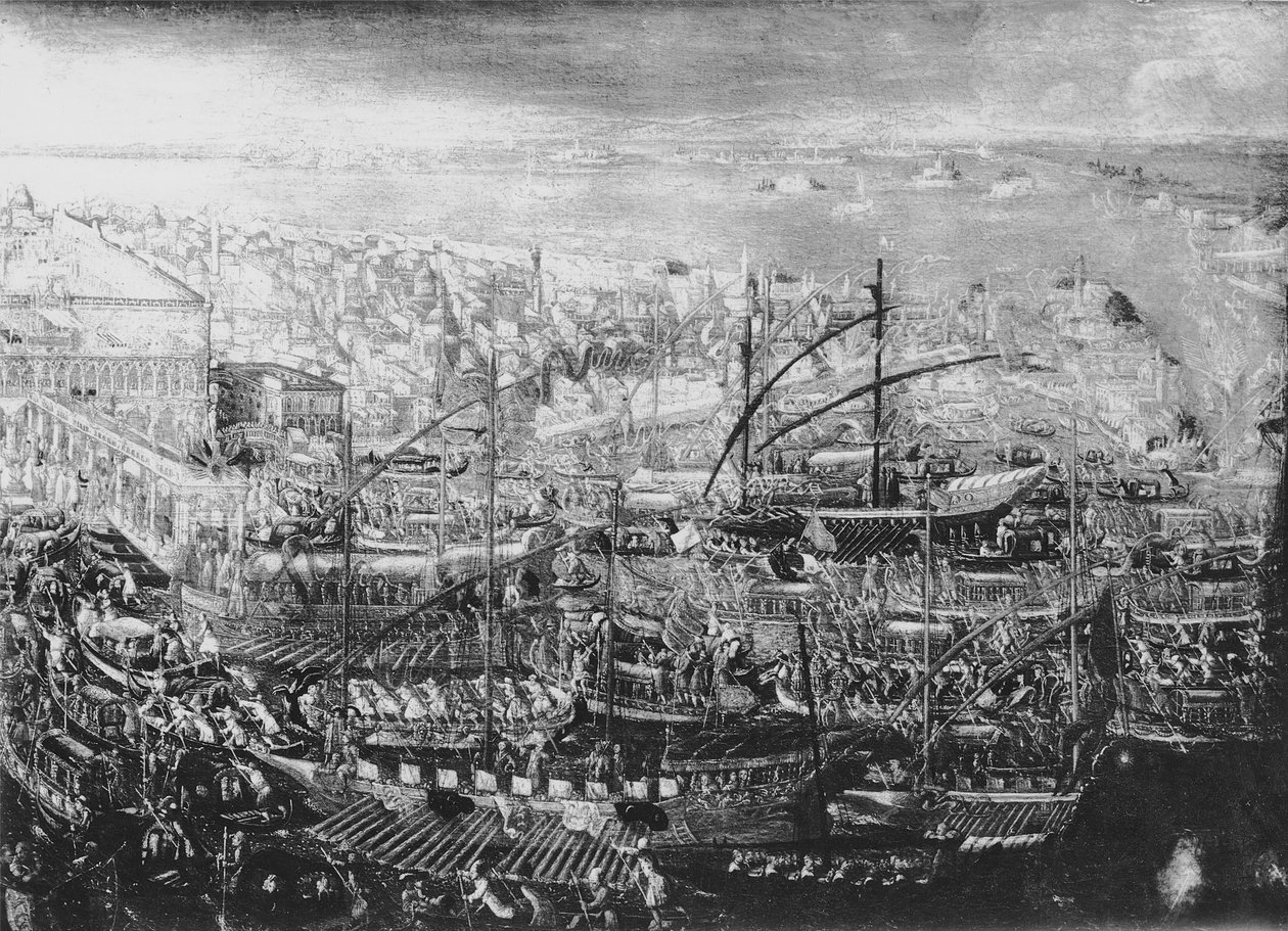 Dogen legger ut på reise fra Venezia av Italian School
