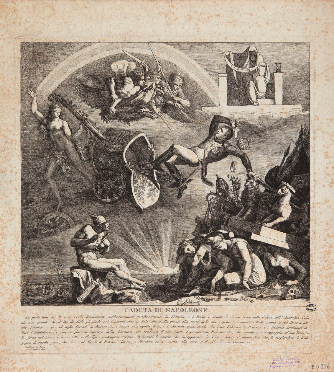 Napoleons fall - Tegneserie om Italias fall, 1814 av Italian School