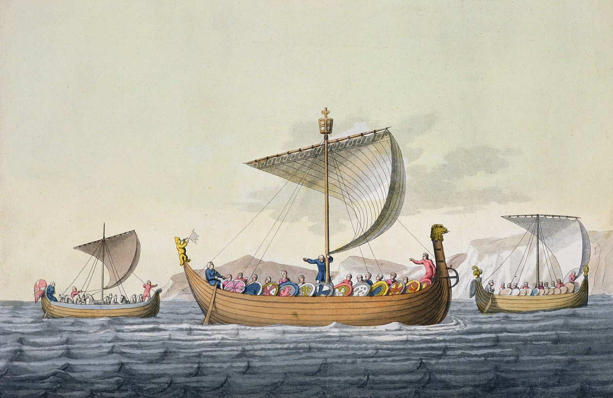The Fleet of William the Conqueror, plate 8 fra The History of the Nations (akvatint) av Italian School