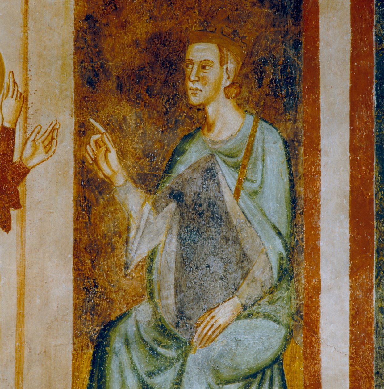Guvernøren i Antiokia Olibrius, detalj av episoden av St. Margarets dom, fra freskosyklusen dedikert til Saint Margaret av Antiokia av Italian School