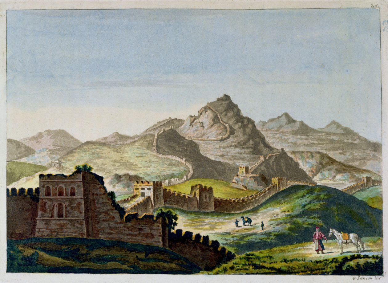 Den kinesiske mur, fra Le Costume Ancien et Moderne av Jules Ferrario, gravert av Gaetano Zancon (1771-1816) ca. 1820 av Italian School
