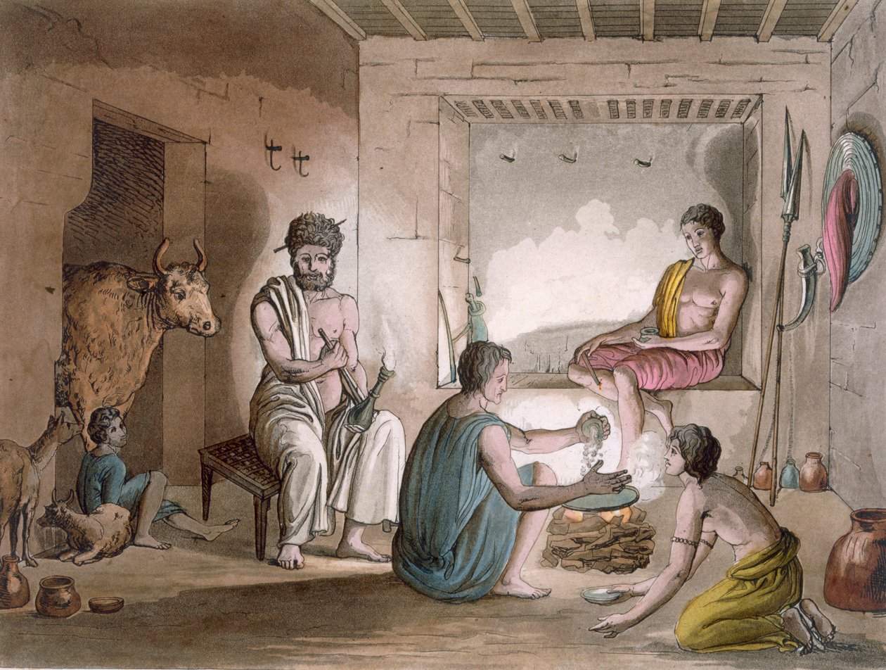 Hazorta-stammen i Abessinia som bor i steinhuggede hus, ca. 1820-30-tallet av Italian School