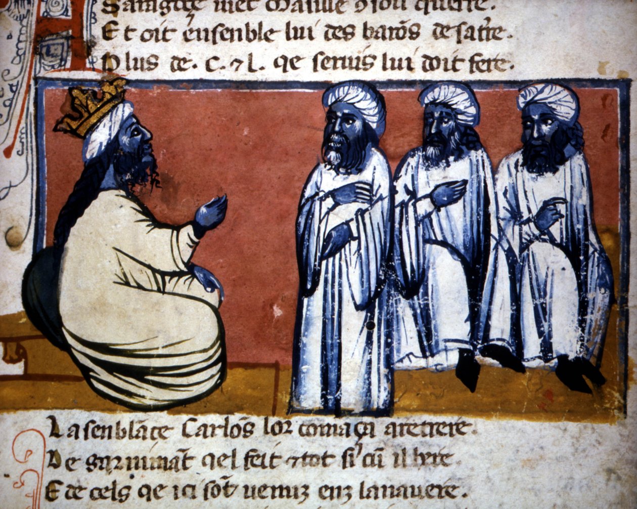 Den siste arabiske kongen av Granada, illustrasjon fra "L"Entrée d"Espagne", ca. 1320 av Italian School