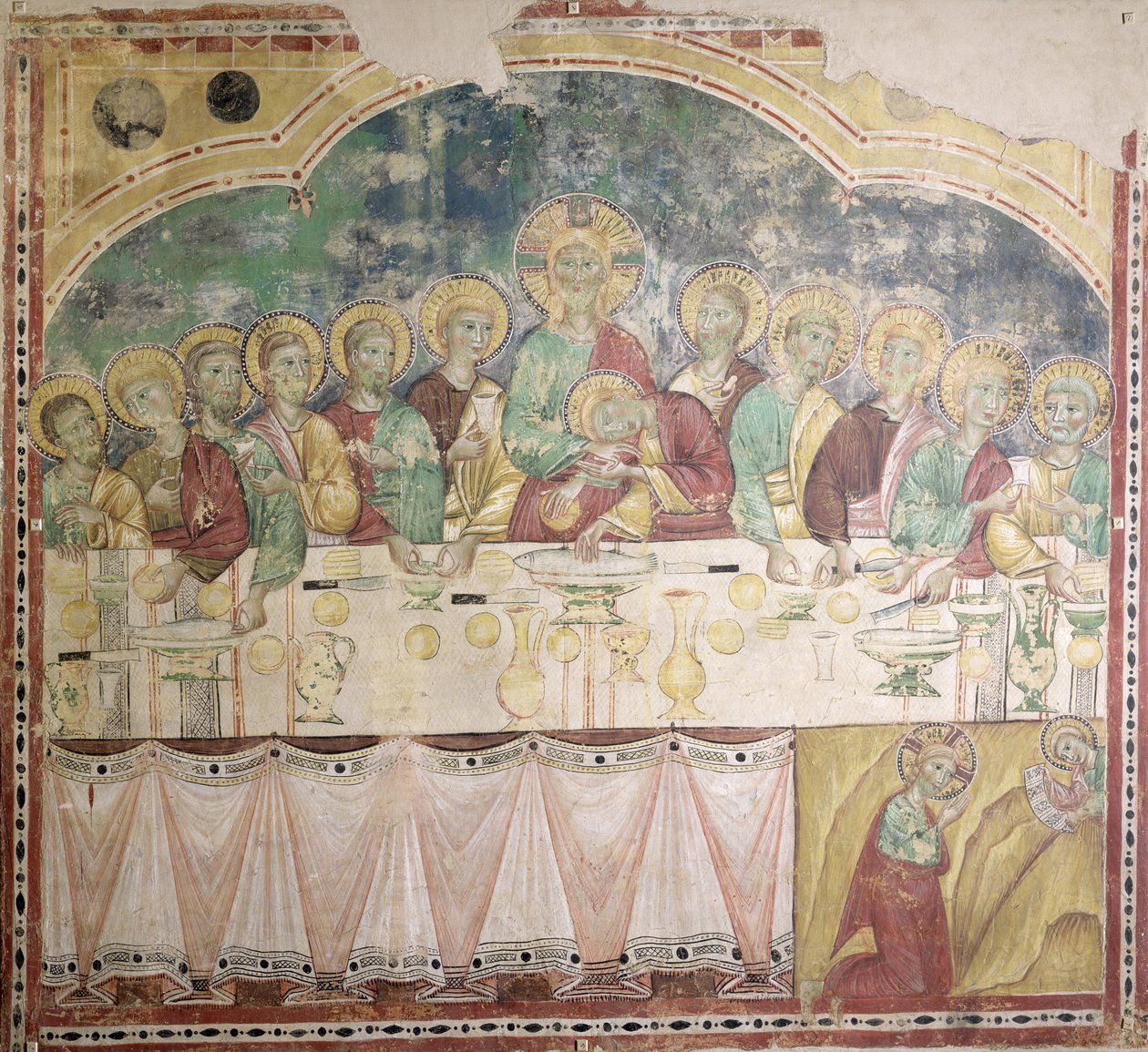 The Last Supper and the Agony in the Garden, ca. 1300 (freskomaleri overført til lerret) av Italian School