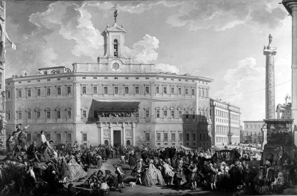 Lotteriet på Piazza Montecitorio, av Paolo Panini, 1700-tallet (maleri) av Italian School