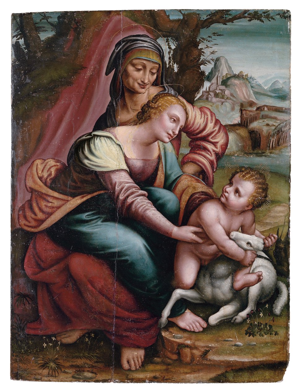 Madonnaen og barnet med St. Anne, norditaliensk av Italian School