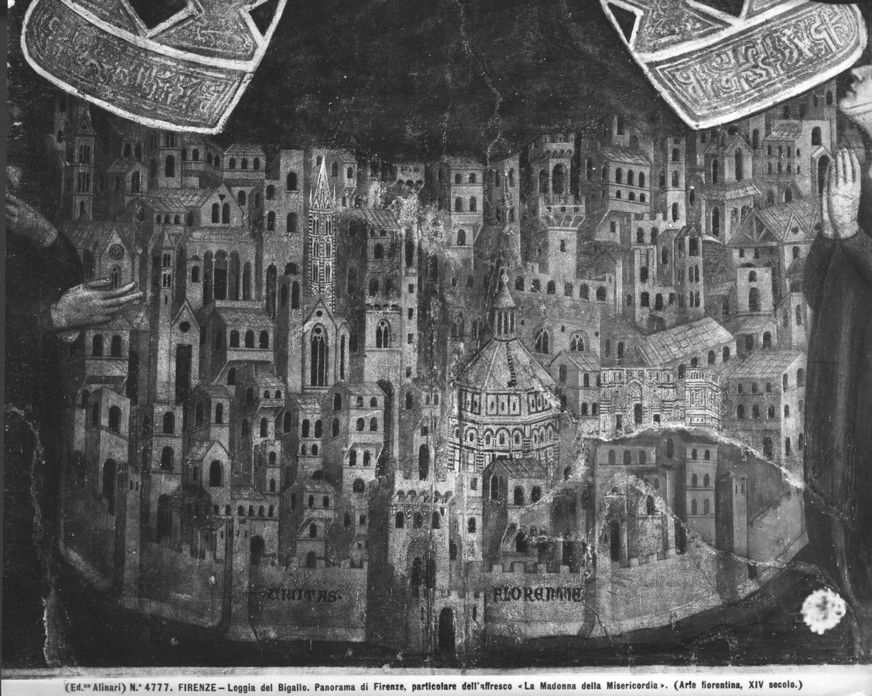Madonna della Misericordia, detalj av byen Firenze av Italian School
