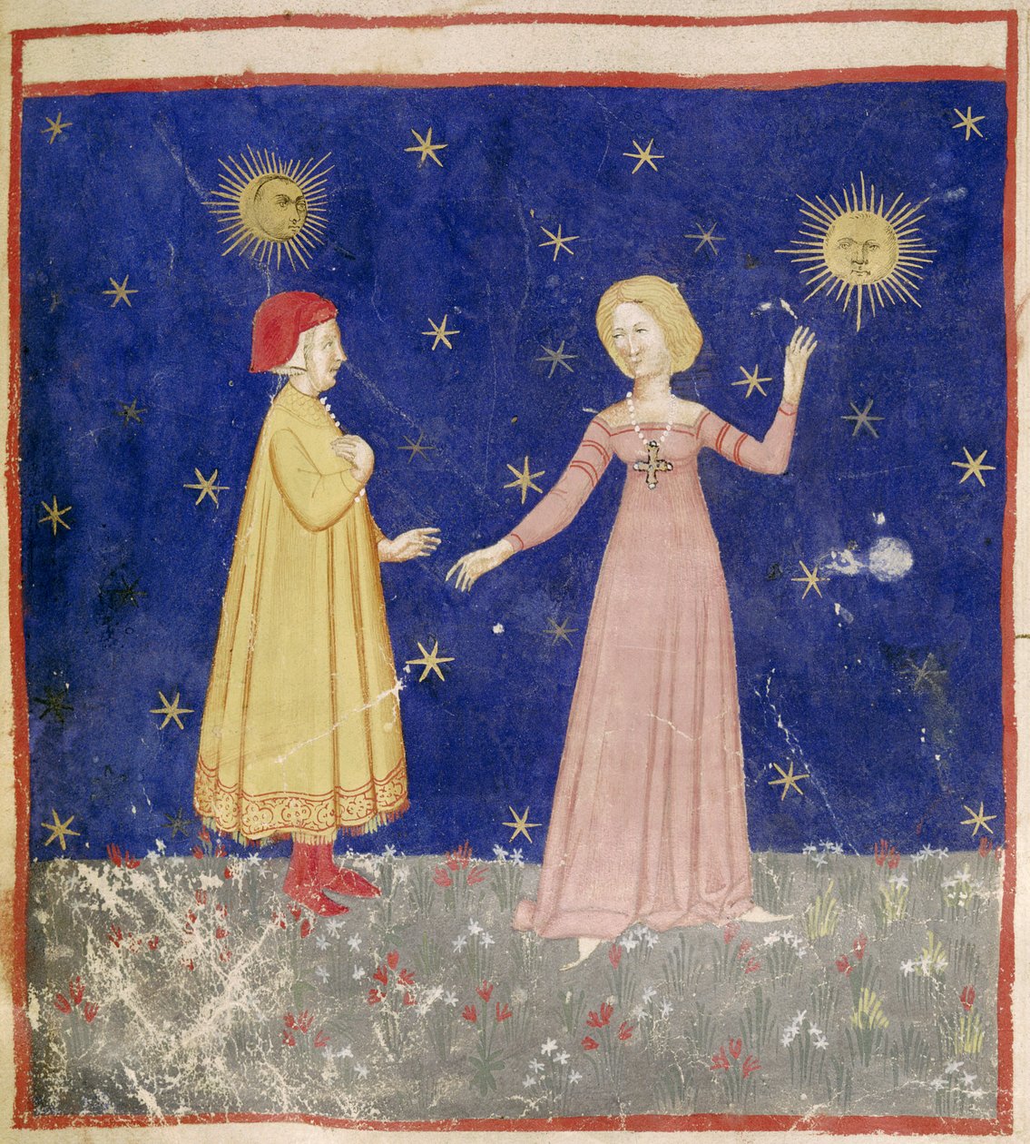 Møtet mellom Dante (1265-1321) og Beatrice av Italian School