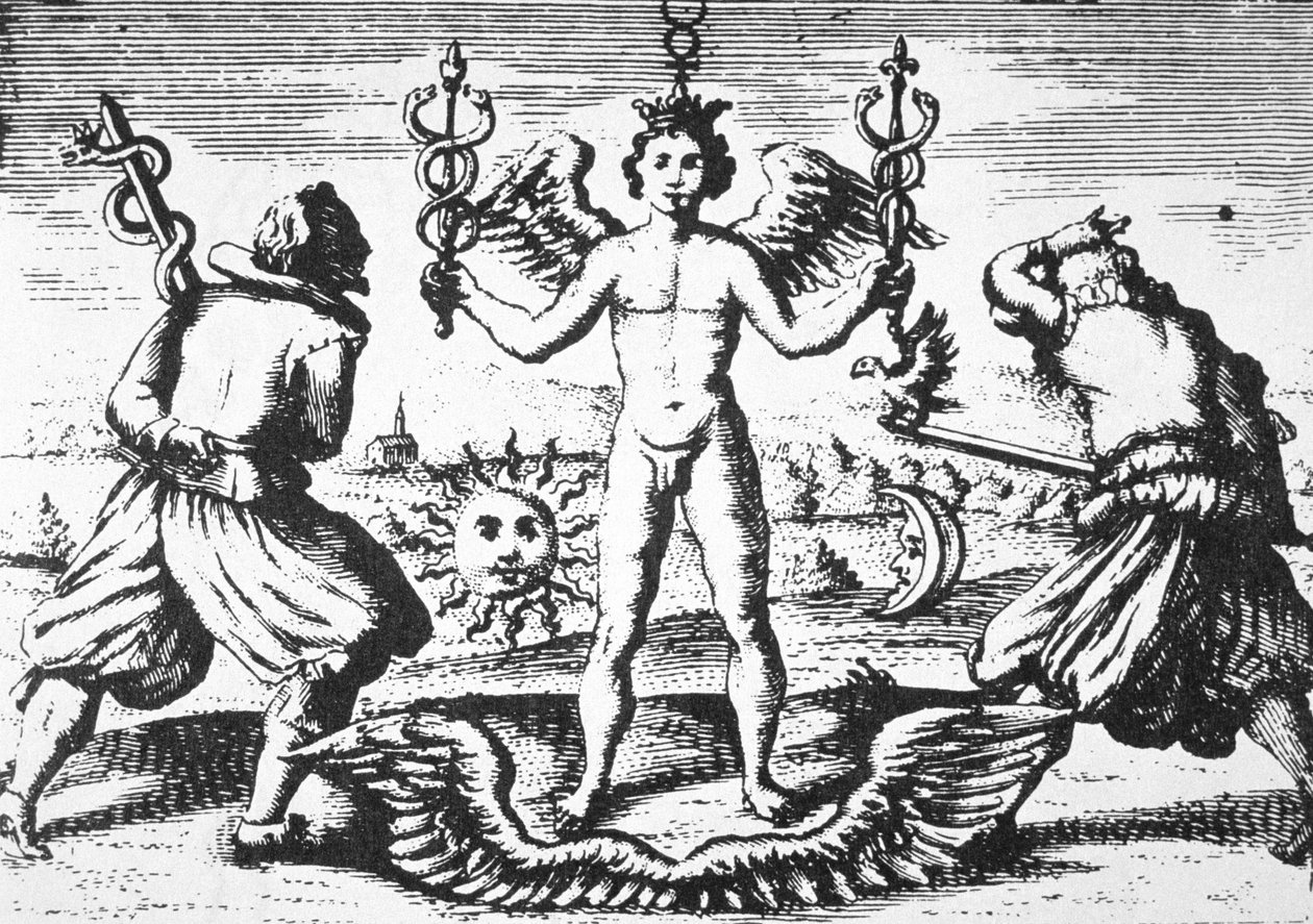 The Mercury of the Philosophers, fra Della Tramutatione Metallica av Giovanni Battista Nazari (1589) illustrert i en magisk historie publisert sent på 1800-tallet av Italian School