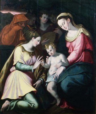 The Mystic Marriage of St. Catherine, ca. 1600 (panel) av Italian School