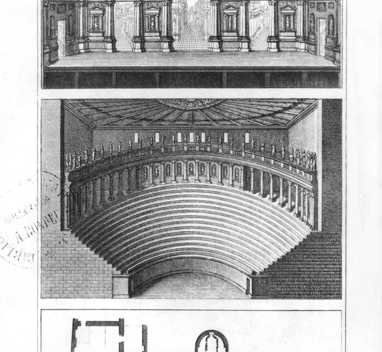 Det olympiske teater i Vicenza, designet av Andrea Palladio (1508-80) av Italian School
