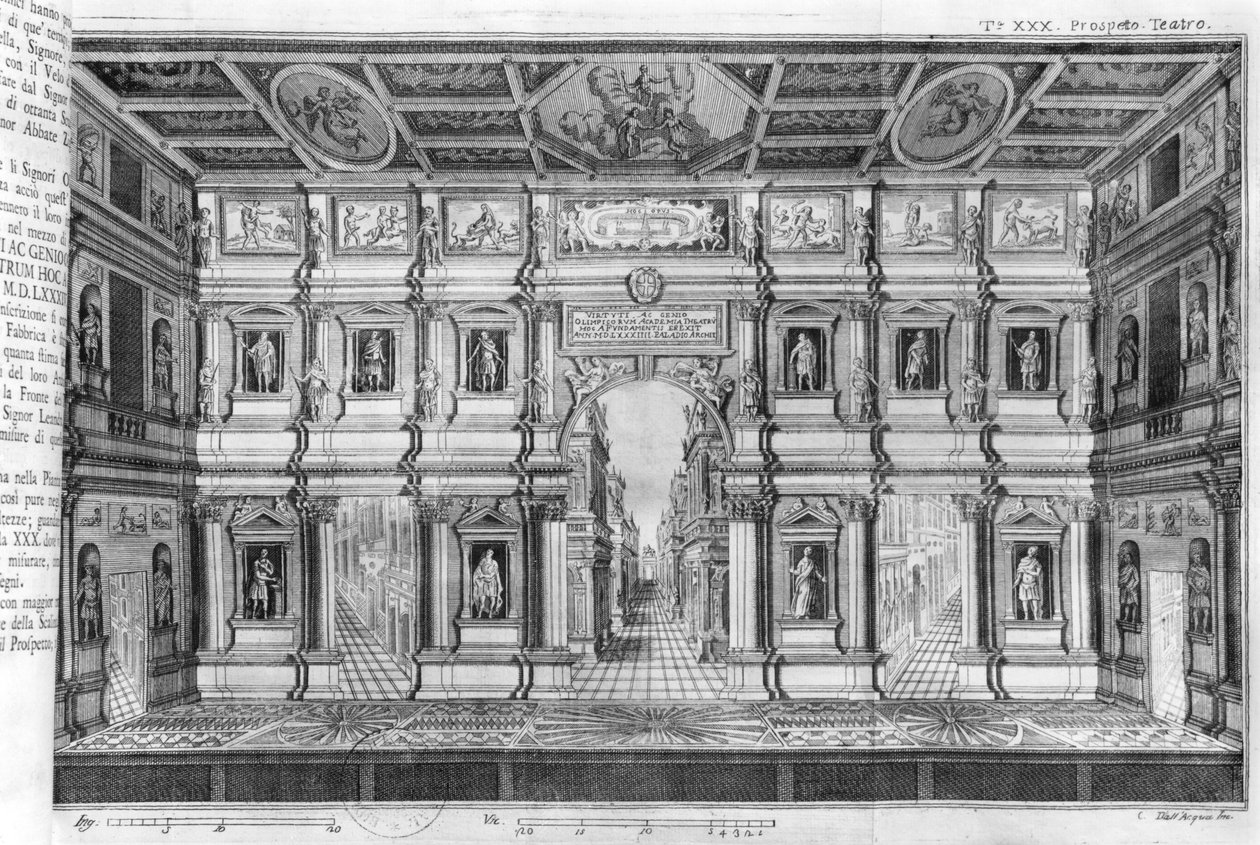 Det olympiske teater i Vicenza, designet av Andrea Palladio (1508-80) av Italian School