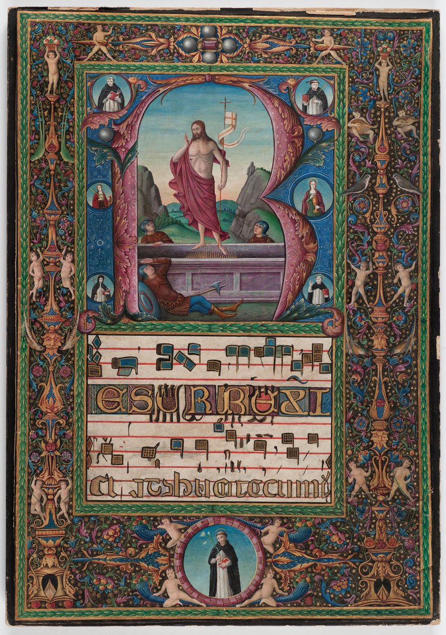 The Resurrection, Nord-Italia, ca. 1500 (tempera på vellum) av Italian School