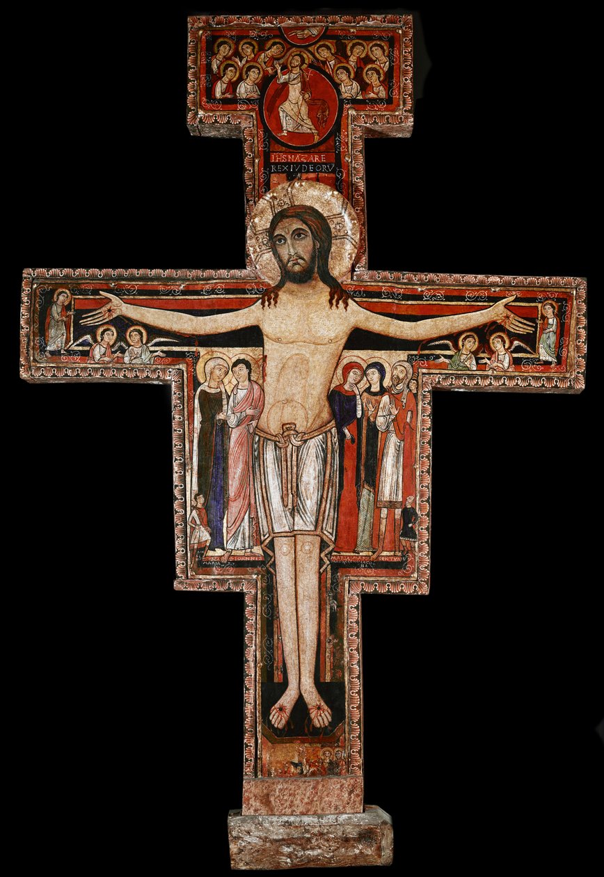 San Damiano-korset, ca. 1100 (malt tre) av Italian School