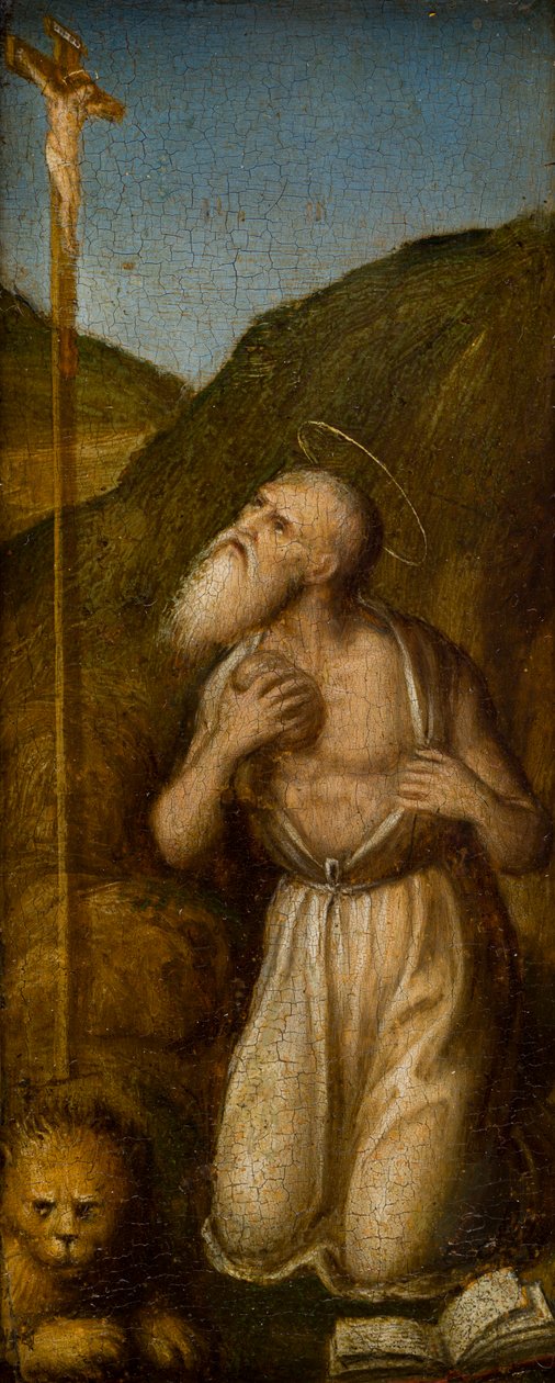 Stigmatiseringen av de hellige Frans og Hieronymus, ca. 1480 (olje på panel) av Italian School