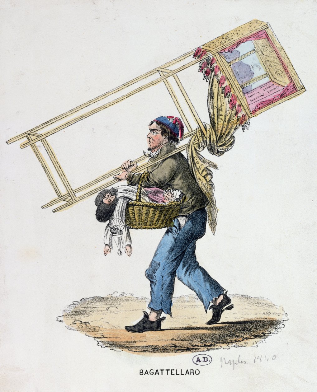 Den vandrende dukkeføreren, ca. 1840 av Italian School