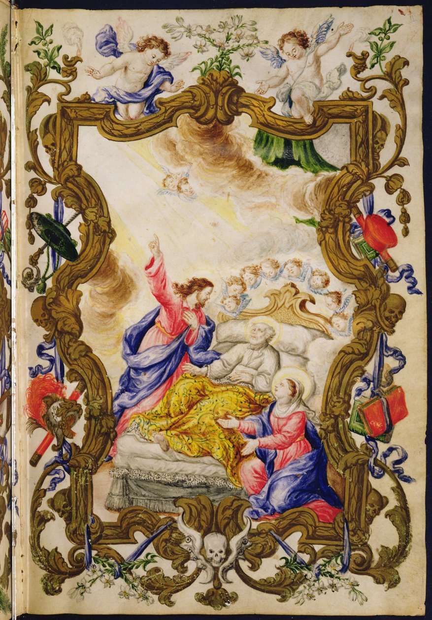 Den kristnes gode død, fra en Mariegola fra lekmannslauget til Buona Morte, ca. 1712-14 (blekk på vellum) av Italian School