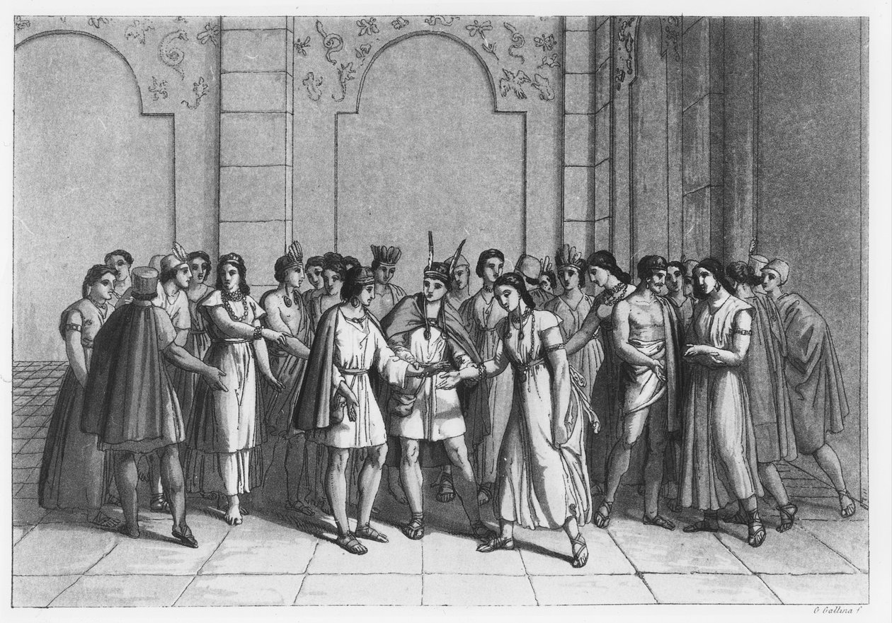 Måten inkaene giftet seg med Princes du Sang på, ca. 1820 av Italian School