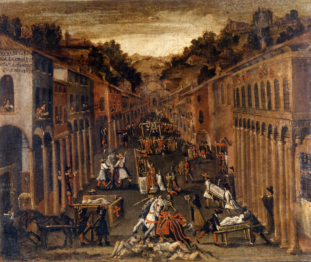 Pesten i 1630 i Bologna. maling.Eiendom til en bank i Bologna av Italian School