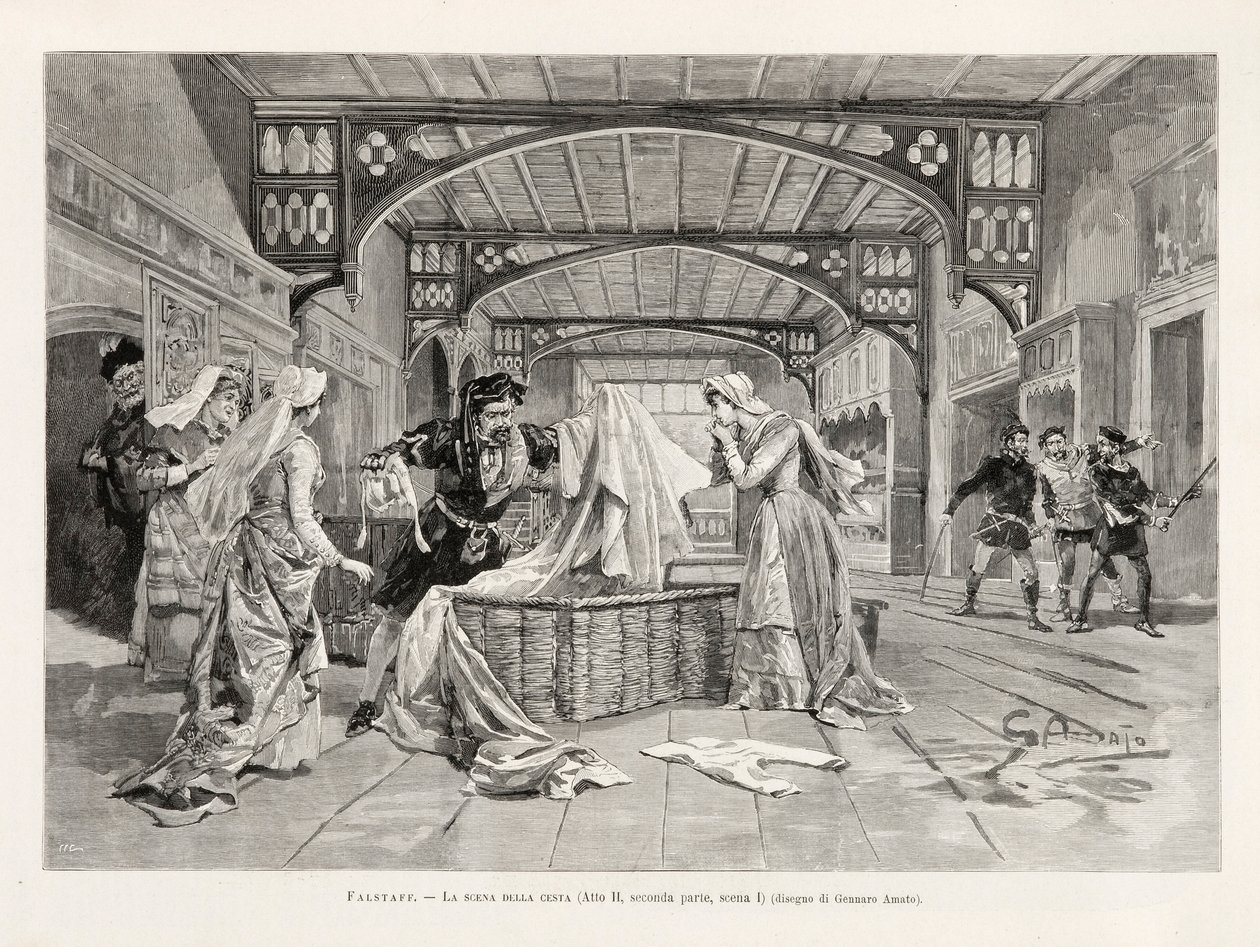 Scenen til kurven (akt II, del to, scene I) av Giuseppe Verdis opera Falstaff, fra L