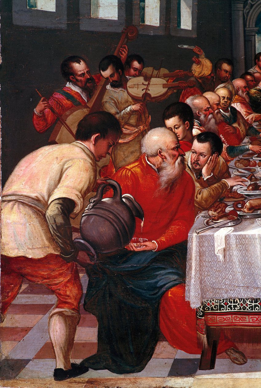 Bryllupet til Cana Detail. Anonymt maleri av den venetianske skolen. 1500-tallets søn. 85x118 cm vene, Correr museum av Italian School