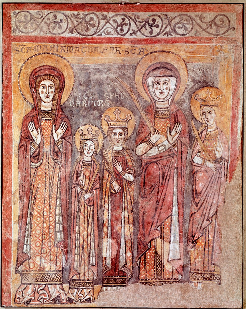 Teologiske dyder: Tro, nestekjærlighet og håp (fresco, 8. århundre) av Italian School