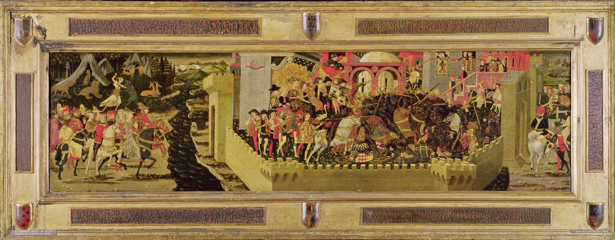 Turneringsscene: The Melee (olje på panel) av Italian School