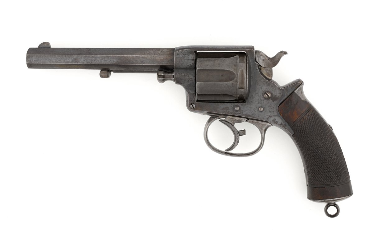 Tranter .450 tommers dobbeltvirkende midtrevolver, ca. 1878 (revolver, senterild, Tranter MK I, .450 i hærens dobbelaksjon) av Italian School