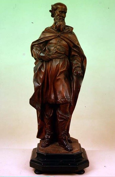 Venetiansk statue av en skjegget mannlig helgen av Italian School