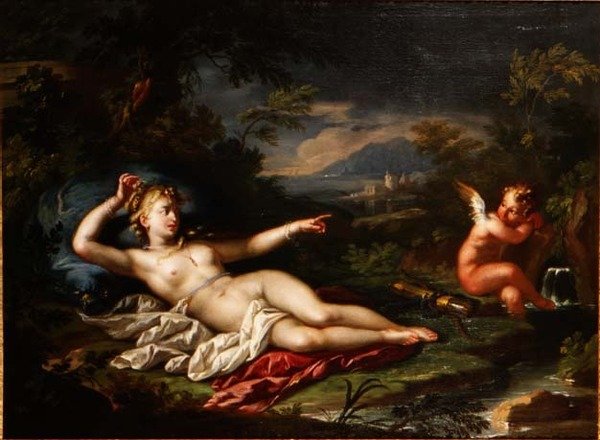 Venus og Amor av Italian School