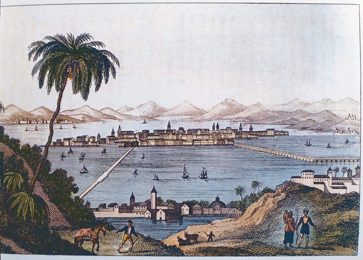 Utsikt over Mexico by, 1714 av Italian School