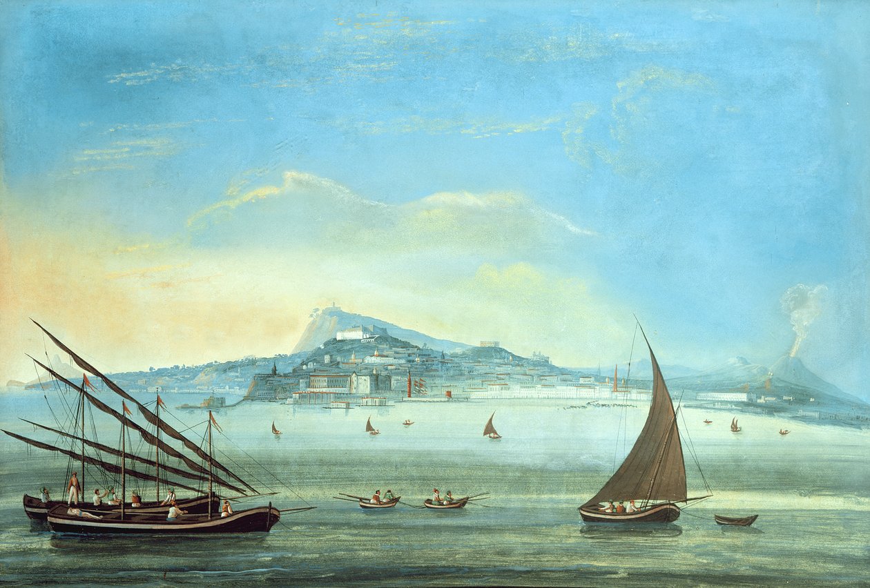 Utsikt over Napoli (gouache på panel) (se også 207963, 207965, 207966) av Italian School